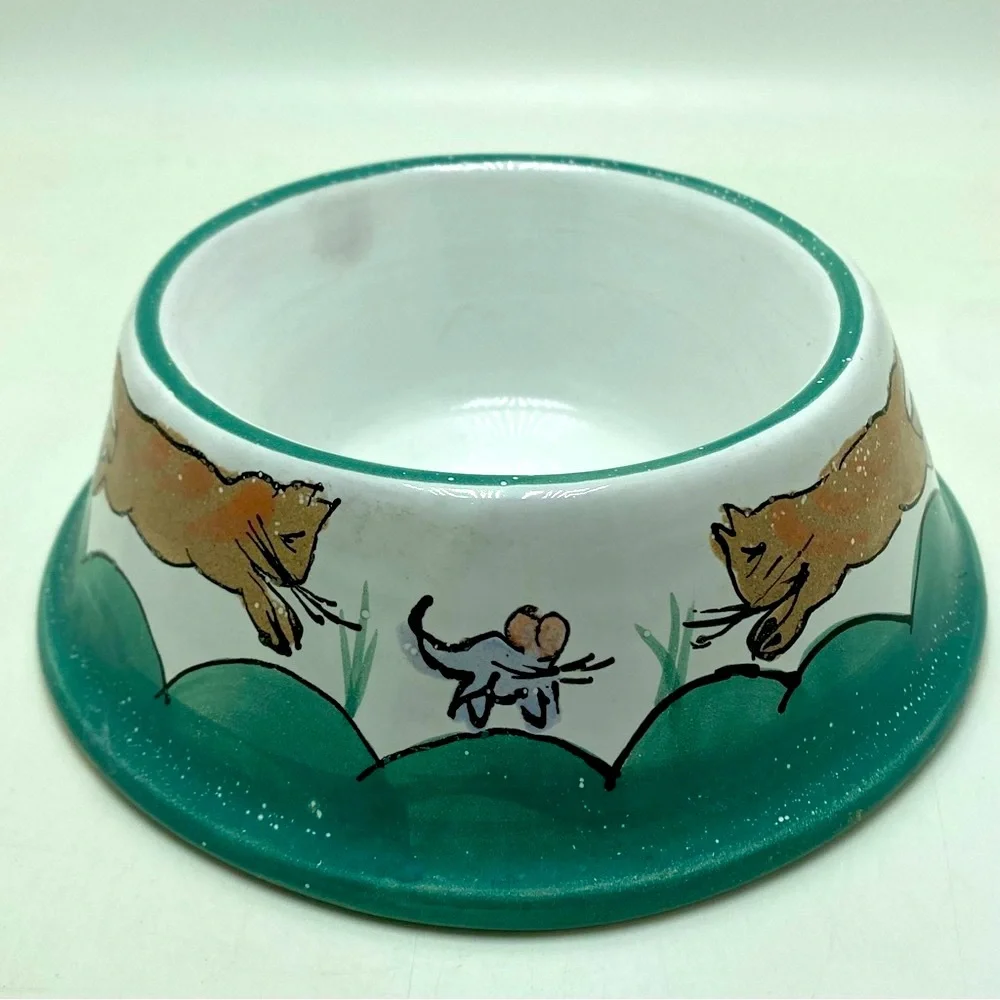 Mesa International Signed Art Pottery Cat Dish